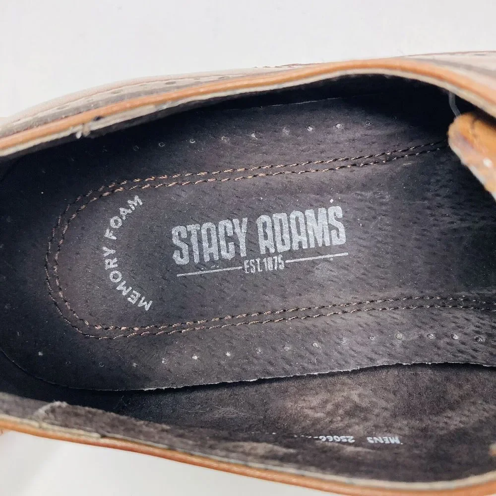 Stacy Adams Dickinson Mens Shoes Cap Toe Oxford Cognac Leather 25066-221 Size 10 - Picture 7 of 9